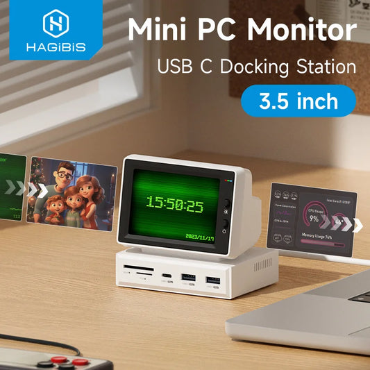 USB-C Hub with Mini Monitor | Unique USB-C Dock | HAGIBIS